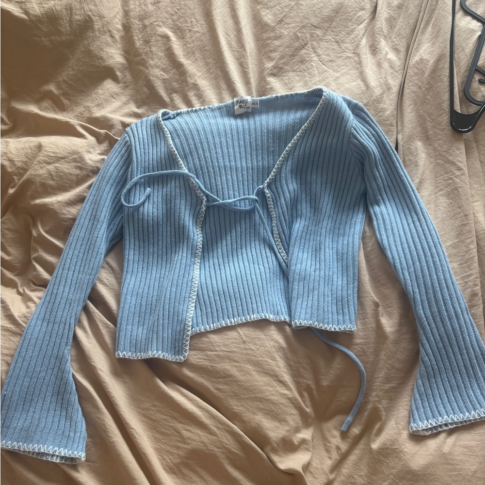 Princess Polly Blue Ribbed Cardigan - Picture 2 of 4